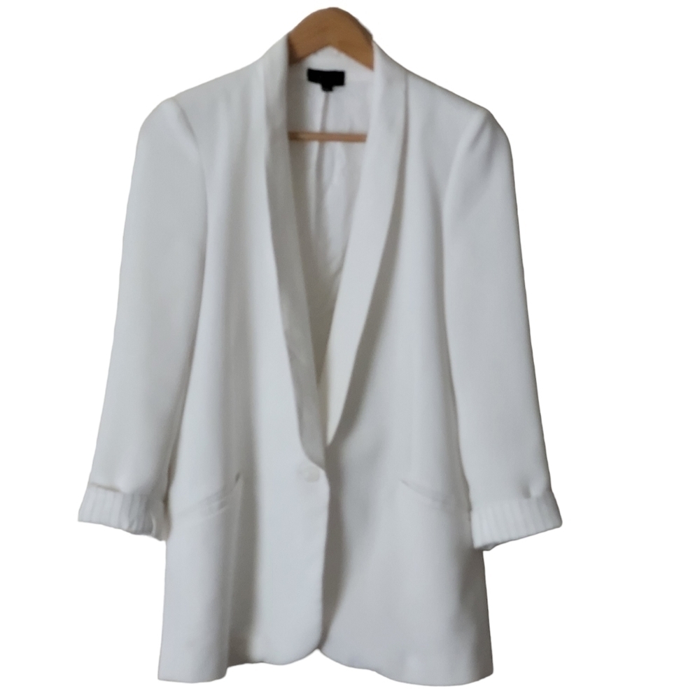 Topshop Tuxedo Blazer Ivory Suit Jacket Long Sleeve 1 Button Front Closure 4